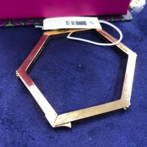 Tory Burch Logo Hexagon Hinged Bracelet, rose gold
